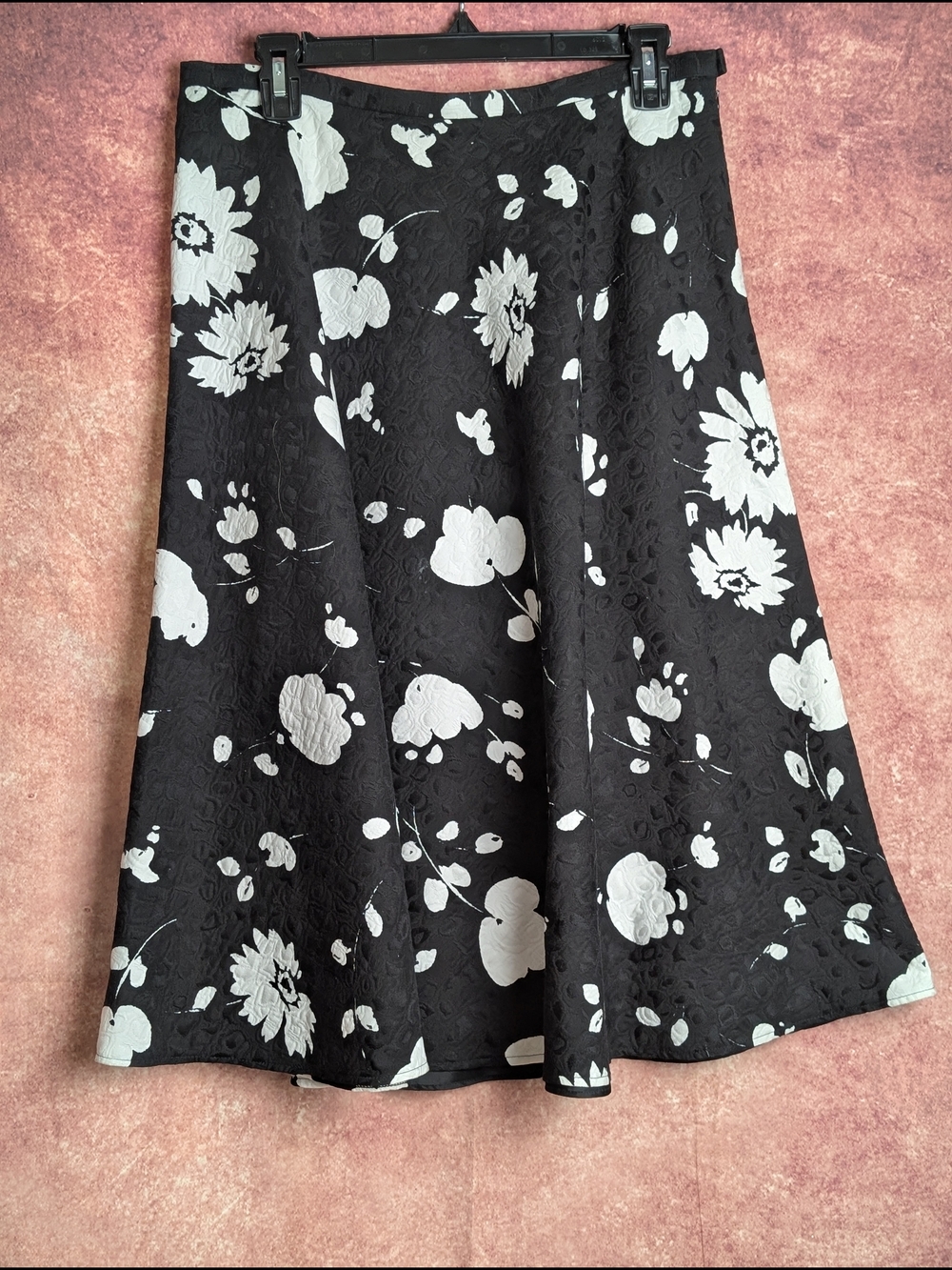 Lafayette 148 New York Floral Jacquard A-Line Midi Skirt Size 10